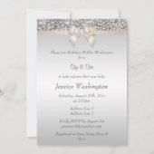 Silver Champagne Sip & See Sequins Einladung (Rückseite)