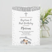 Silver Charra Girl Taufe und Einladung zum Geburts (Stehend Vorderseite)