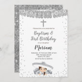 Silver Charra Girl Taufe und Einladung zum Geburts (Vorne/Hinten)