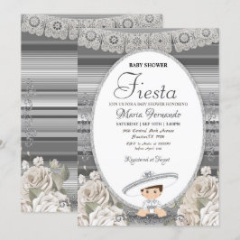 Silver Charro Baby Shower Fiesta Einladung