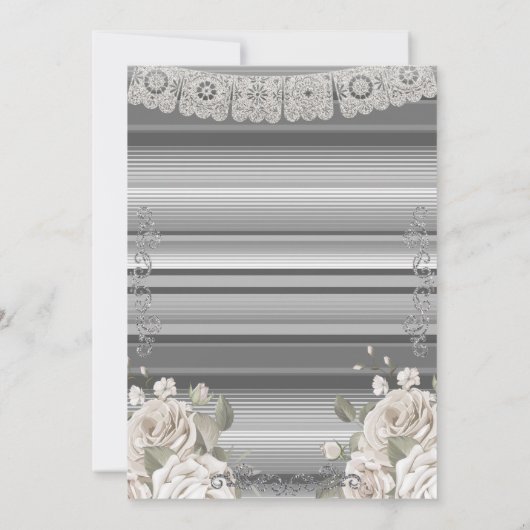 Silver Charro Fiesta Kinderdusche Einladung (Rückseite)