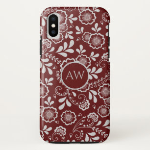 Silver Cherry Red Viktorianisch Floral Lace Monogr Case-Mate iPhone Hülle