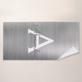 Silver Chic Glam Metallic Monogram Badehandtuch (Badehandtuch)