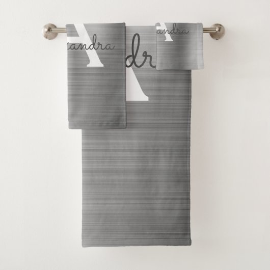 Silver Chic Glam Metallic Monogram Badhandtuch Set (Insitu)