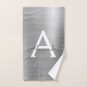 Silver Chic Glam Metallic Monogram Badhandtuch Set (Handtuch)