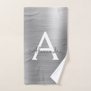 Silver Chic Glam Metallic Monogram Handtuch