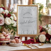 Silver chic gray snow pine welcome bridal shower poster