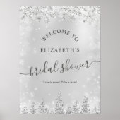 Silver chic gray snow pine welcome bridal shower poster (Vorne)