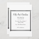 Silver Chic Rahmen 50 und fabelhaft Geburtstag Einladung (Vorne/Hinten)