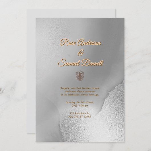 Silver Chic Wedding Einladung (Vorne/Hinten)