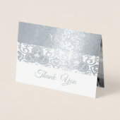 Silver Chinoiserie - Hochzeit Vielen Dank Folienkarte (Vorderseite)
