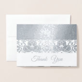 Silver Chinoiserie - Hochzeit Vielen Dank Folienkarte (Vorderseite mit Umschlag)