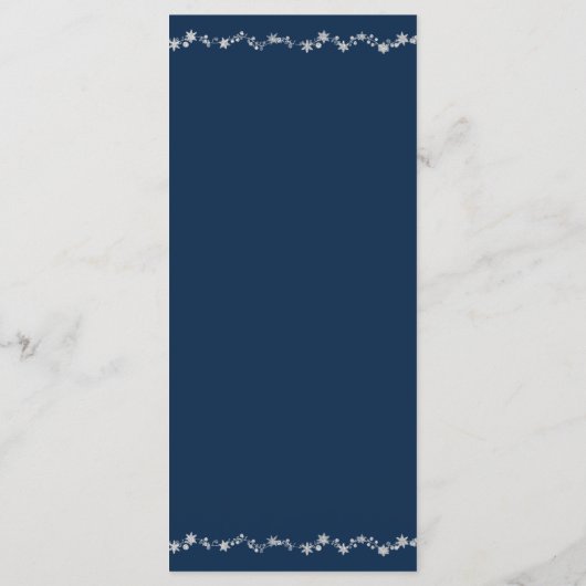 Silver Chirstmas Fee leichte Winter Wedding Menu Programm (Rückseite)