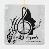 Silver Choir Director Gift Musical Notes Weihnacht Keramikornament (Rückseite)