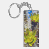 Silver Cholla Cactus Wildblumen Schlüsselanhänger (Vorderseite links)