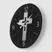 Silver Christian cross Große Wanduhr (Winkel)