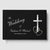Silver Christlich Cross auf Black Wedding Gästebuc Gästebuch (Vorderseite)