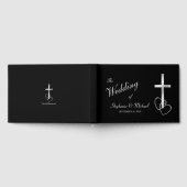 Silver Christlich Cross auf Black Wedding Gästebuc Gästebuch (Voll)