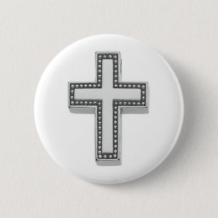 Silver Christlich Cross/Oster Button