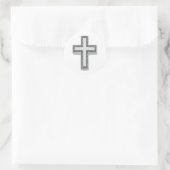 Silver Christlich Cross/Oster Runder Aufkleber (Tasche)