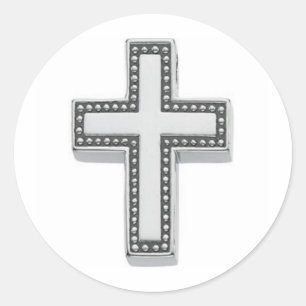 Silver Christlich Cross/Oster Runder Aufkleber