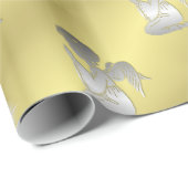 Silver Christmas Angels On Gold Geschenkpapier (Rolleneckpunkt)