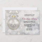 Silver Christmas Ball auf Bokeh Lights Party Einladung (Vorderseite)
