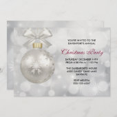 Silver Christmas Ball auf Bokeh Lights Party Einladung (Vorne/Hinten)