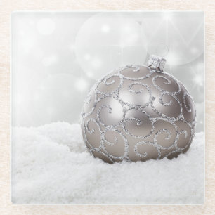 Silver Christmas Ball Ornament Glass Untersetzer