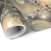 Silver Christmas Balls, Silver Bow und Candle Geschenkpapier (Rolleneckpunkt)