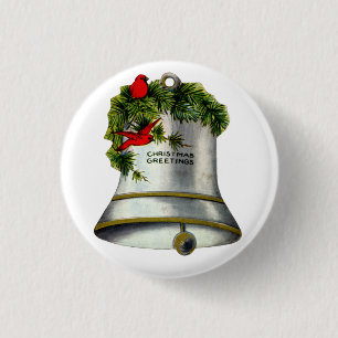 Silver Christmas Bell Button