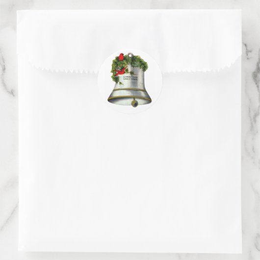 Silver Christmas Bell Runder Aufkleber (Tasche)