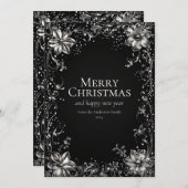 Silver Christmas Blume Grußkarte Einladung (Vorne/Hinten)