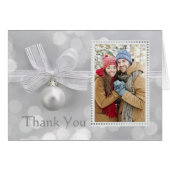Silver Christmas Foto Wedding Danke (Vorderseite (Horizontal))