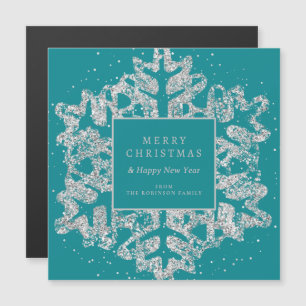 Silver Christmas Glitzer Snowflake Corporate Aquam Magnetkarte
