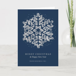 Silver Christmas Glitzer Snowflake Corporate Navy Feiertagskarte