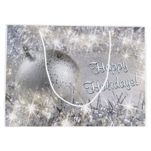 Silver Christmas Große Geschenktasche Geschenktüte (Rückseite)