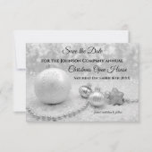 Silver Christmas Open House Save the Date Card (Vorderseite)