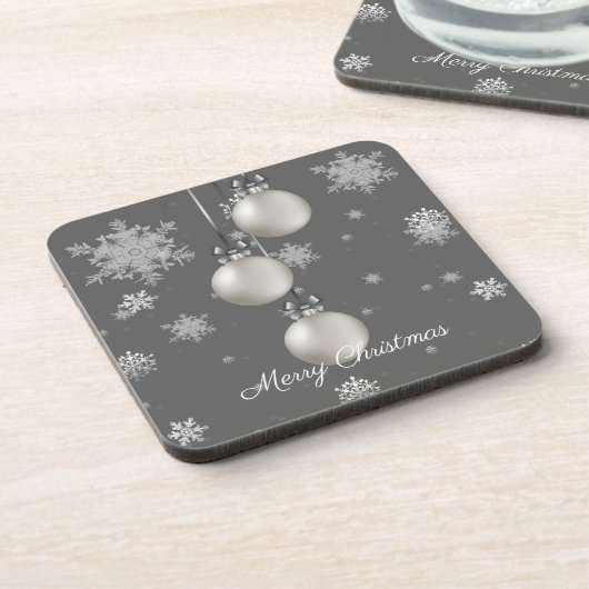 Silver Christmas Ornament Beverage Coaster Getränkeuntersetzer (Linke Seite)
