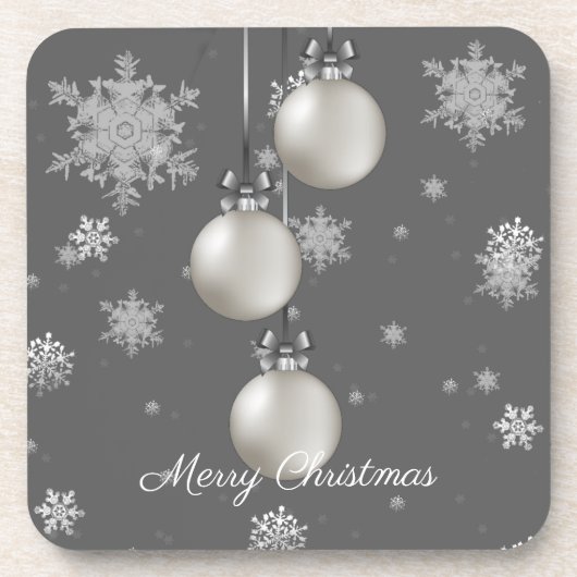 Silver Christmas Ornament Beverage Coaster Getränkeuntersetzer (Vorderseite)