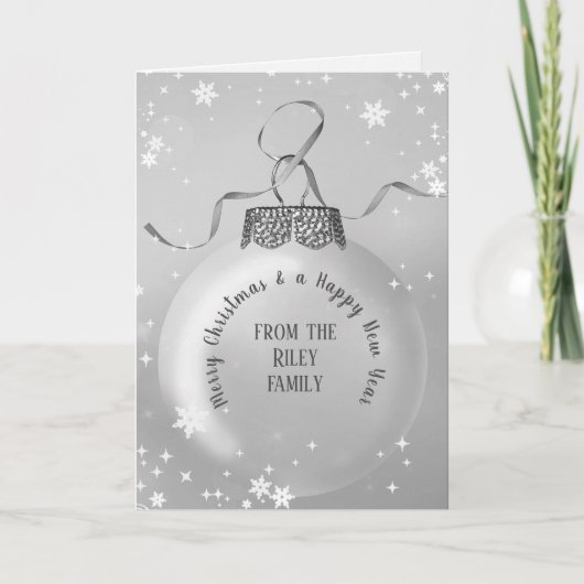 Silver Christmas Ornament mit Snowflakes Card Karte (Vorderseite)