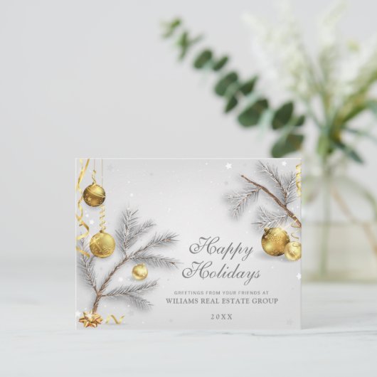 Silver Christmas Ornaments Firmengrüße Postkarte (Stehend Vorderseite)