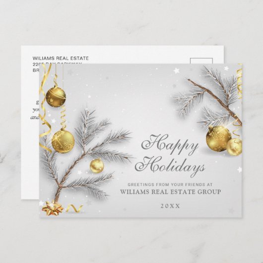 Silver Christmas Ornaments Firmengrüße Postkarte (Vorne/Hinten)
