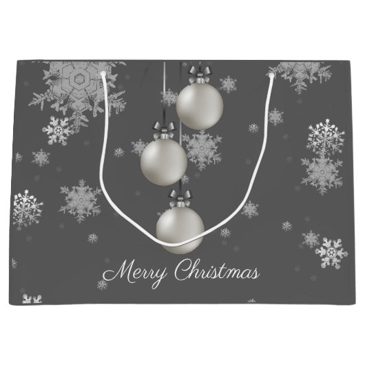 Silver Christmas Ornaments Geschenktasche Große Geschenktüte (Vorderseite)