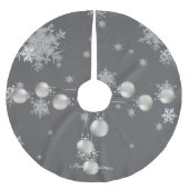 Silver Christmas Ornaments Tree Skirt Polyester Weihnachtsbaumdecke (Vorderseite)