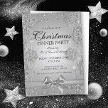 Silver Christmas Party Glitzer Winter Bow Einladung<br><div class="desc">Elegante formelle Firma & Firmenweihnachtsgeschenk Party / Cocktail / Abendessen Party Einladung Vorlage mit Silver Glitzer Confetti und Ribbon. Beeindrucken Sie Ihre Freunde mit diesem anspruchsvollen und modernen Einladungs-Design.</div>