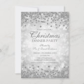 Silver Christmas Party Glitzer Winterwunder Einladung (Vorderseite)