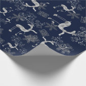 Silver Christmas Rentier Geschenkpapier (Ecke)