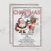 Silver Christmas Santa & Rudolph the Rentier Einladung (Vorne/Hinten)