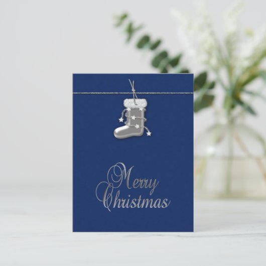 Silver Christmas Strumpf - Postkarte (Stehend Vorderseite)